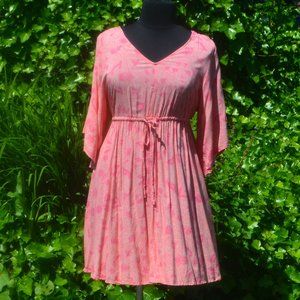 Torrid 1X Coral Floral Fit and Flare Dress